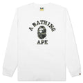 1st Camo College Long Sleeve Tee - White/Green