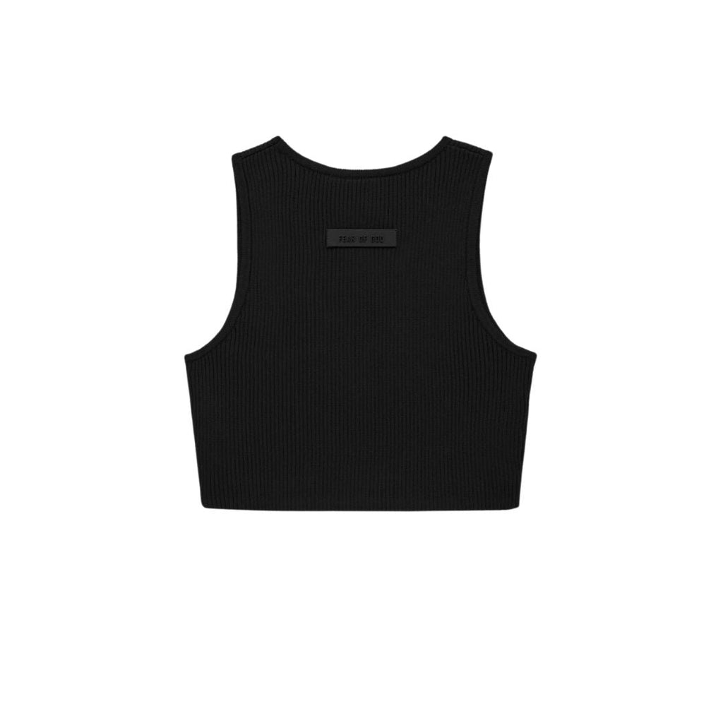 ESSENTIALS WOMENS RIBBED SPORTS TANK TOP JET BLACK