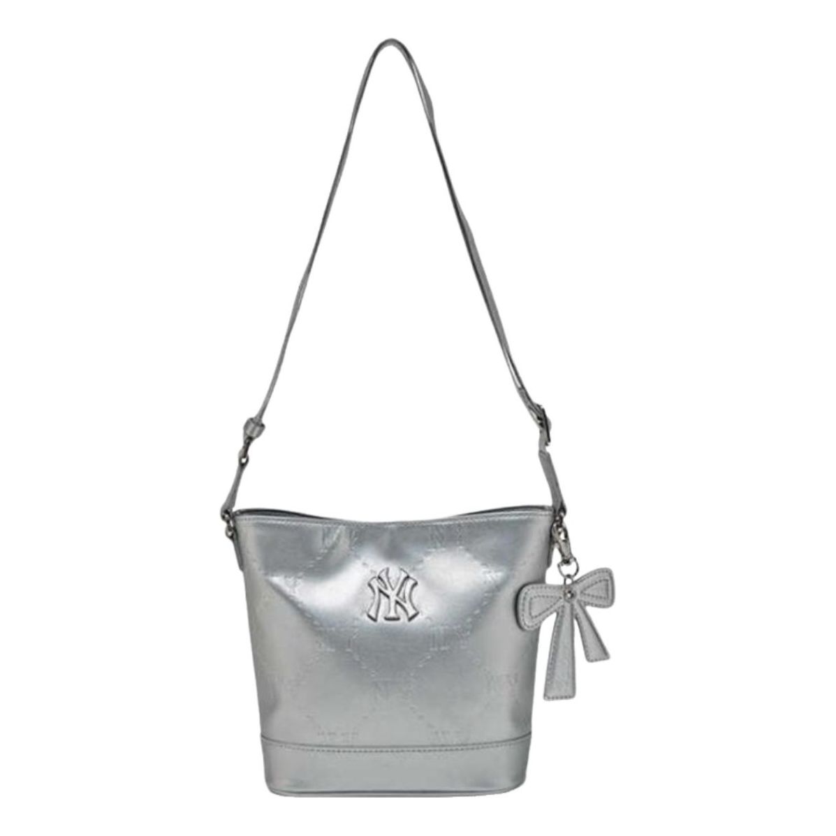 (GS) MLB Shoulder Crossbody Bag Embossed Faux Leather 'Silver' 7ACRM066N-50SIS