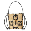 (WMNS) Gucci Woven Mini Bucket Bag 'Natural Black Fabric' 816284-9AAGL-8761