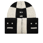 Jacquard Knit Beanie Hat - Black/Oatmeal Melange
