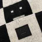 Jacquard Knit Beanie Hat - Black/Oatmeal Melange