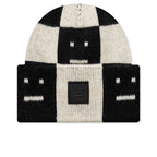 Jacquard Knit Beanie Hat - Black/Oatmeal Melange