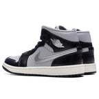 Women's Air Jordan 1 Mid SE - Black/Metallic Silver/Light Smoke Grey