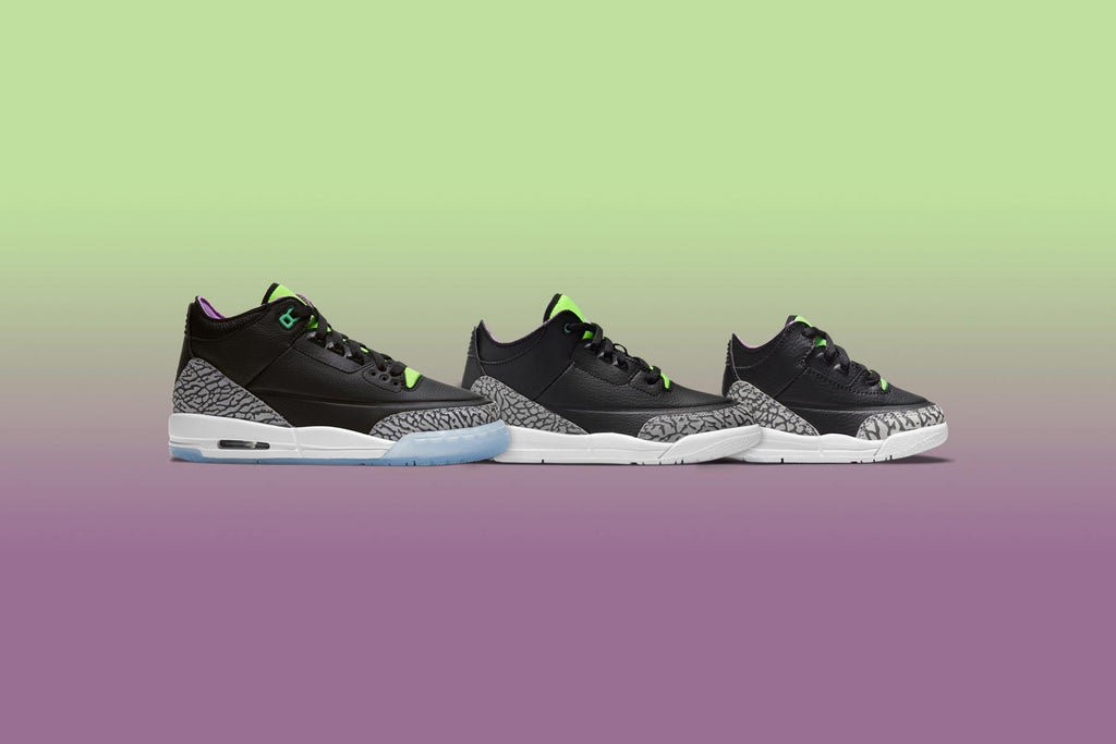 Air Jordan 3 Retro SE (TD) 'Electric Green' - Black/Violet Shock