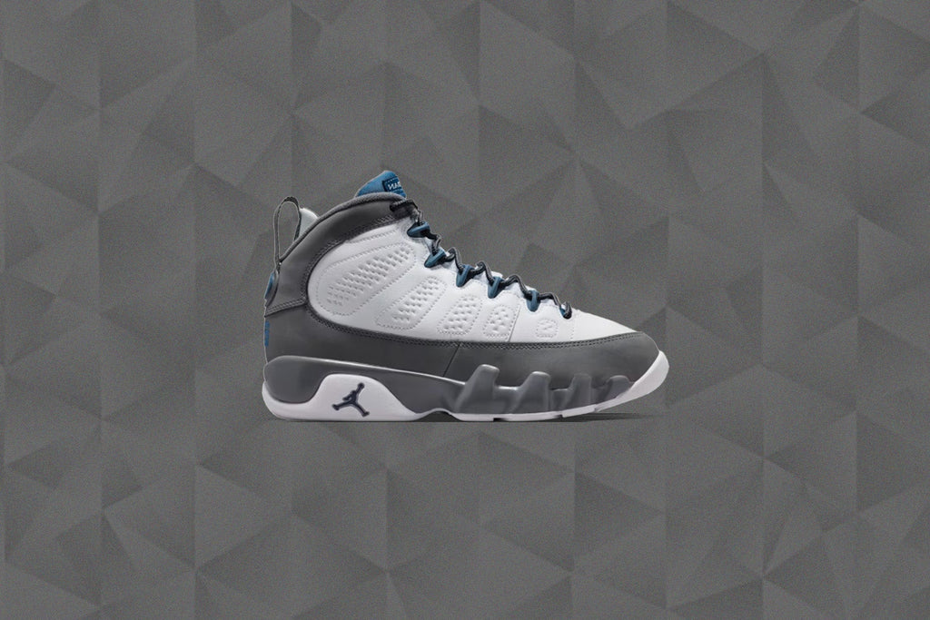 Air Jordan 9 Retro 'Flint Grey' (GS) - White/French Blue/Flint Grey
