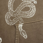 Snake Print Bleached Hoodie - Dark Moss