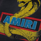 Amiri Crystal Cobra Oversized Tee - Black