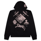 Fleece Zipped Hoodie with Hubert Objects Print- Black