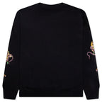 Fleece Sweatshirt with Chandelier and Snake - Black