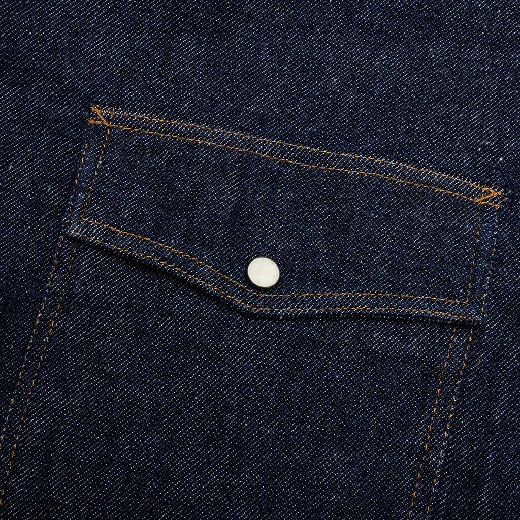 Boxy Western Denim L/S Shirt - Dark Denim