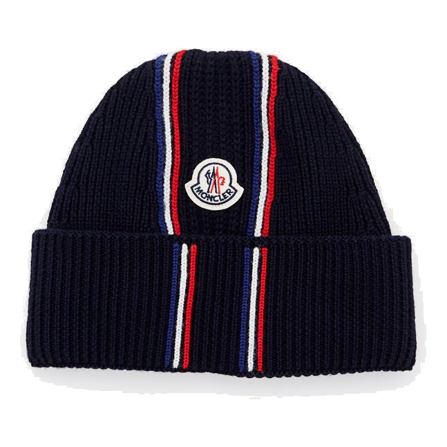 Moncler Grenoble Logo Wool Beanie 'Navy Red' 3B00036M1131742