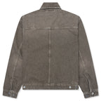 Collared Denim Jacket - Washed Olive
