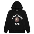 College Puffy Relaxed Fit Pullover Hoodie - Black