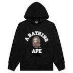 College Puffy Relaxed Fit Pullover Hoodie - Black