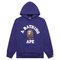College Puffy Relaxed Fit Pullover Hoodie - Blue