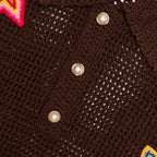 Crochet Polo with Patches - Brown