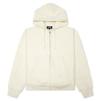 Cursive Applique Zip Hood - Natural
