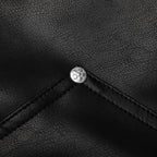 Double Knee Leather Shorts - Black