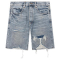 Faros Rip Patched Shorts - Light Indigo