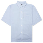 Flat Bottom Crinkled Shirt - Blue Check