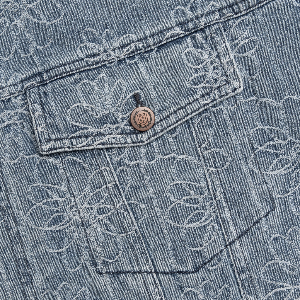 Floral Denim Jacket - Light Indigo