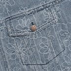 Floral Denim Jacket - Light Indigo