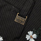 Flowers Beaded Pant - Black