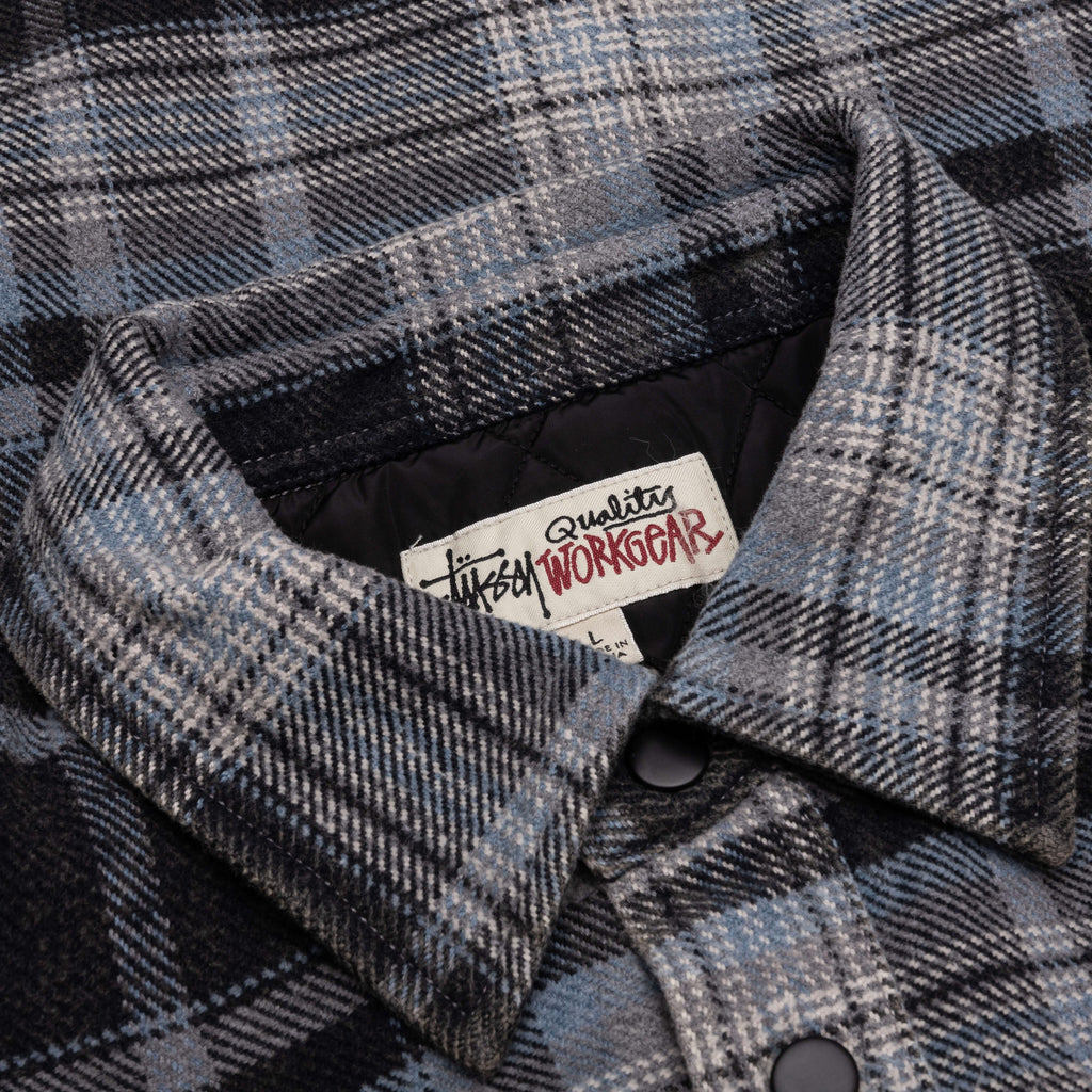 Heavy Washed Plaid Shirt - Blue