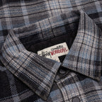 Heavy Washed Plaid Shirt - Blue