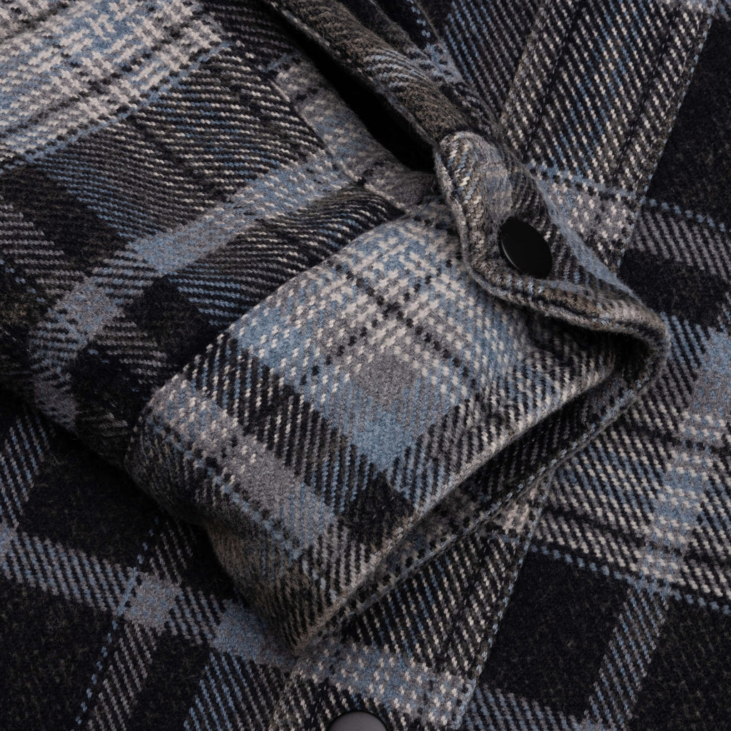 Heavy Washed Plaid Shirt - Blue