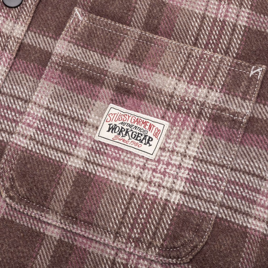 Heavy Washed Plaid Shirt - Brown