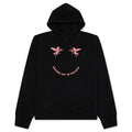 Fleece Hoodie With Unicorns Embroidery - Black