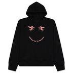 Fleece Hoodie With Unicorns Embroidery - Black