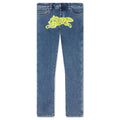 Neon Lime Jean - Medium Blue Wash