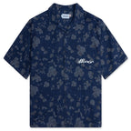 Indigo Floral Camp Shirt - Blue