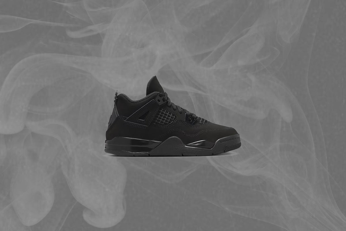 Air Jordan 4 Retro 'Black Cat' (PS) - Black/Light Graphite