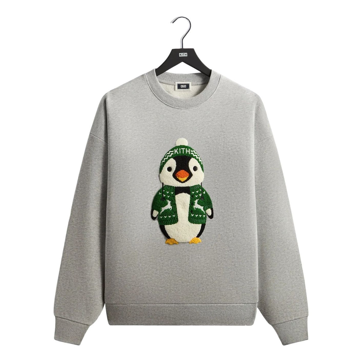 KITH Kithmas 2025 Penguin Nelson Crewneck 'Medium Heather Grey' KHM034425-154