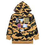 Kid's 1ST Camo Patch Print Shark Zip Hoodie - Yellow