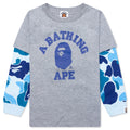 Kid's Abc Camo College Layered Sleeves L/S Tee - Gray