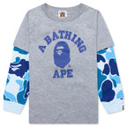 Kid's Abc Camo College Layered Sleeves L/S Tee - Gray