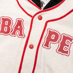 Kid's Bape Logo Layered Baseball Sweatshirt - Ivory