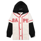 Kid's Bape Logo Layered Baseball Sweatshirt - Ivory