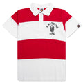 Kid's College Panel Stripe Polo Shirt - Red