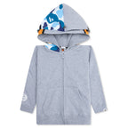 Kid's Milo Shark Zip Double Hoodie - Gray