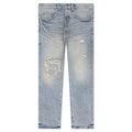 Knee Blowout Dirty Jeans - Light Indigo