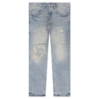 Knee Blowout Dirty Jeans - Light Indigo
