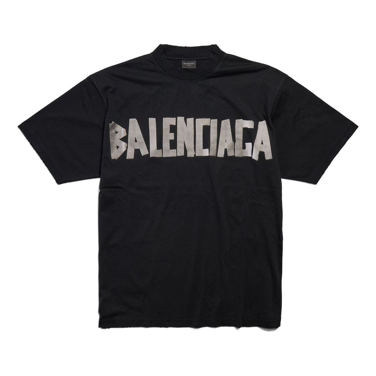 (WMNS) Balenciaga New Tape Type T-shirt Medium Fit 'Black' 739784TQVQ81073