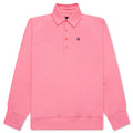 Logo Embroidered Long-Sleeve Polo Shirt - Candy Pink