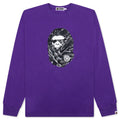 Marbling Camo Ape Head Relaxed Fit L/S Tee - Purple